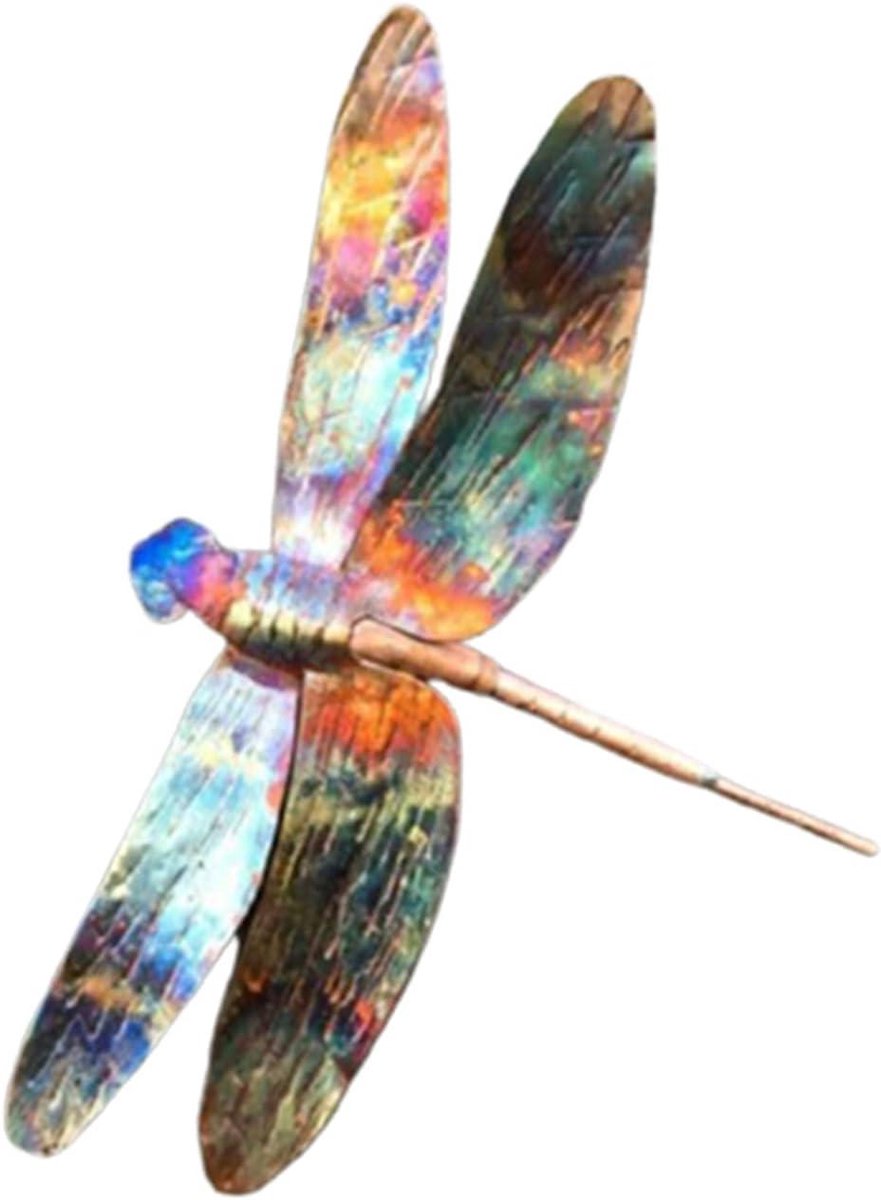 Metalen Libel Ornament - Wanddecoratie - Tuin Decoratie - Realistisch Ontwerp - S - Kleurrijk