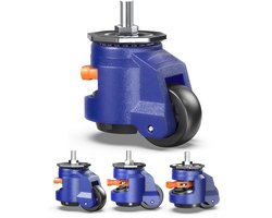 HOLKIE Zwenkwielen met stuurpen, set van 4 zware lasten, M12 en 1/2 inch, intrekbare wielen en schroefgrootte, verstelbare wielen voor meubels, werkbanken, machines, totale capaciteit 1500 kg