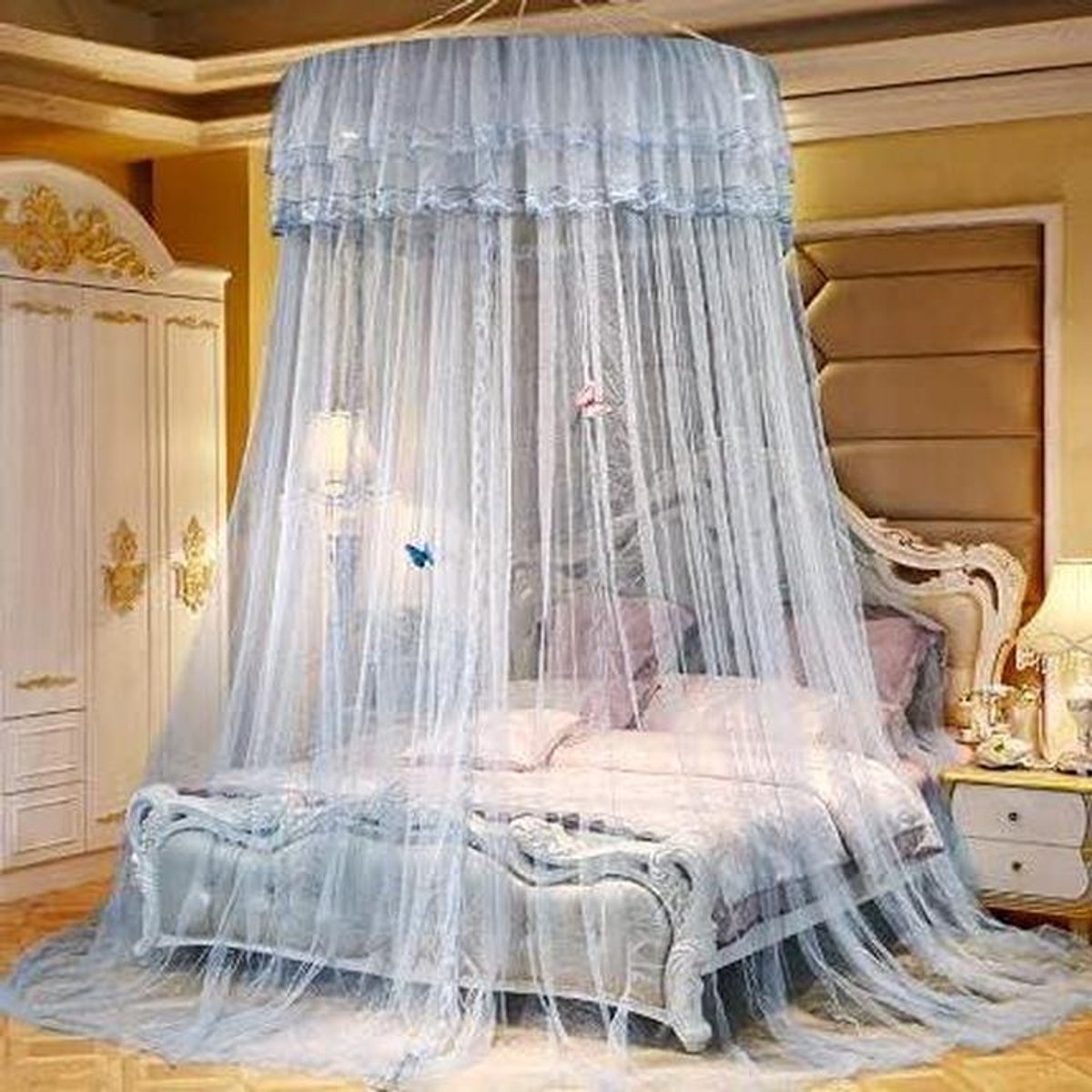 Kinder Bed Klamboe - Muggennet Tent - Bescherming Slaap - Fijn Gaas Ontwerp - 2.8 Meter Hoog - Geel