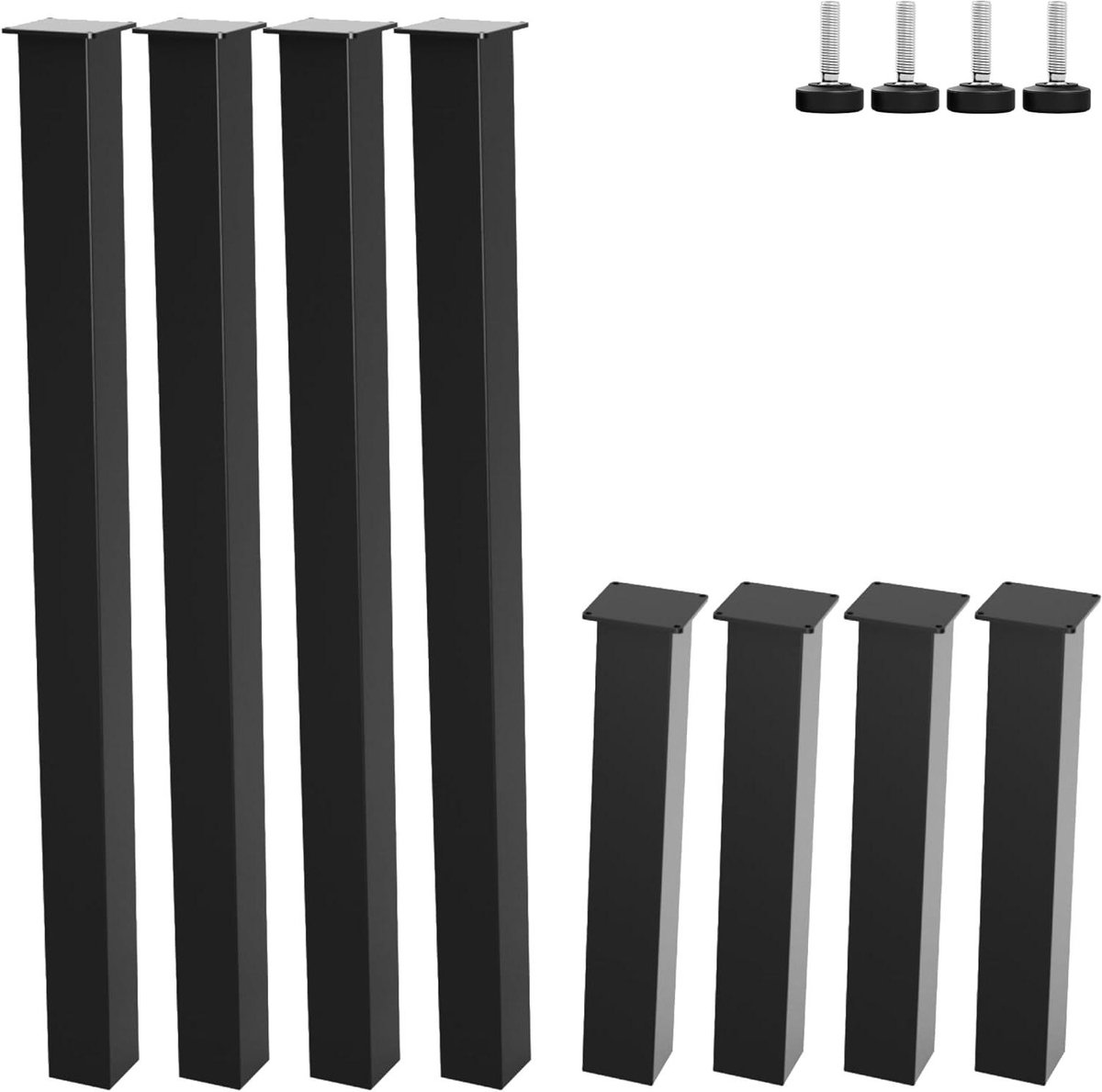 Metalen Tafelpoten - Meubelonderstel Bureau - Tafel Maken - In Hoogte Verstelbaar - 40 cm Hoog - Zwart