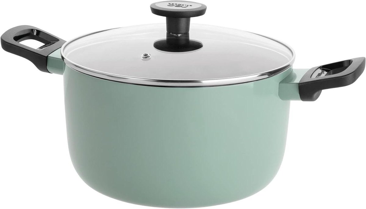 Kookpan met Deksel - Soeppan Stoofpan - Maaltijden Bereiden - Keramische Antiaanbaklaag - 24x14cm 5.6L - Salie