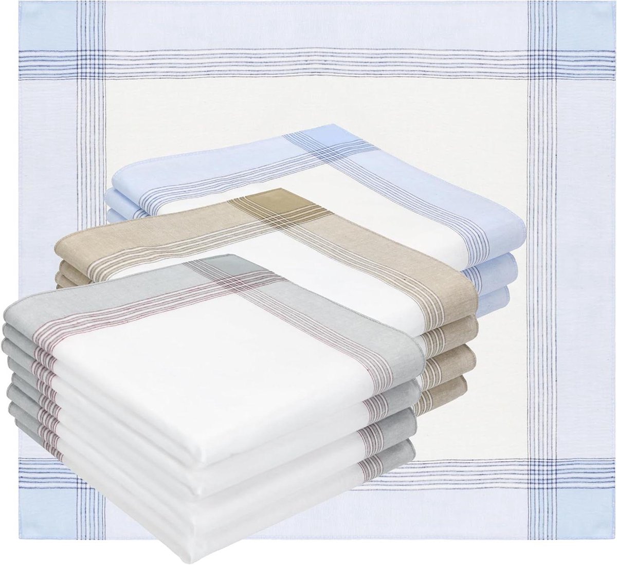 Herensjaals Set - Zakdoeken Mannen - Dagelijks Gebruik - 100% Katoen - 40x40cm - Multicolo