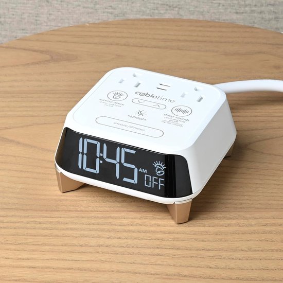 Wekker met Slaapgeluiden - Nachtlampje Oplader - Ontspannen Slapen - Zonsopgang Alarm - 2 USB-C Poorten - Wit van Merkloos — afbeelding 2