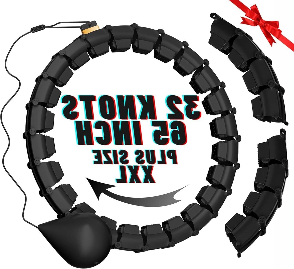 Fitness Hoepel - Smart Hoepel Tailleband - Taille Buik Workout - Stille Rotatie Massage - 32 Knopen 165 cm - Zwart