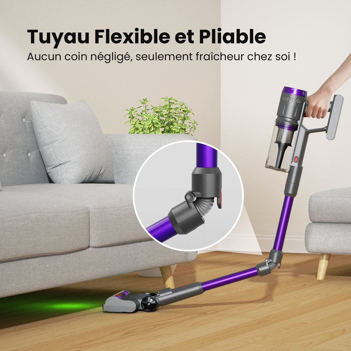 Draadloze Stofzuiger Met Flexibele Slang Van 1 M, Zuigkracht Van 58 Kpa En Gebruiksduur Van 75 Minuten, 2-In-1 Dierenborstel, Led-Touchdisplay, Draadloze Handstofzuiger Voor Dierenharen, Draadloze Steelstofzuiger Voor Thuis En In De Auto – foto 6