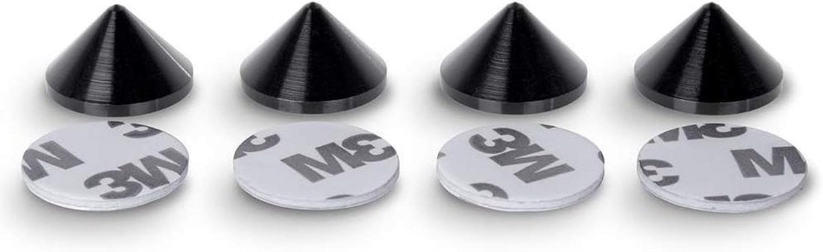 Luidspreker Spikes - Boxen Spikes Kegels - Trillingen Dempen - Massief Aluminium - 20mm diameter 12mm hoogte - Zwart