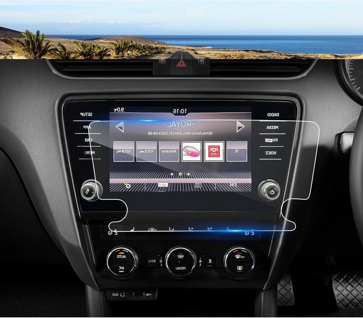 Navigatie Beschermfolie voor Skoda Octavia 3 MK3 5E RS 2017-2019, 9H Krasbestendig, Tempered Glass, GPS Schermbeschermer voor 8 Inch Scherm