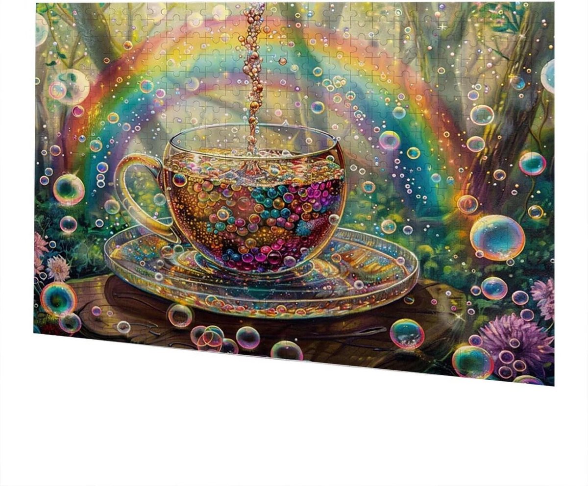 Houten Puzzel - Legpuzzel Volwassenen - Ontspanning Thuis - Letters op Achterkant - 75x50 cm - Regenboog