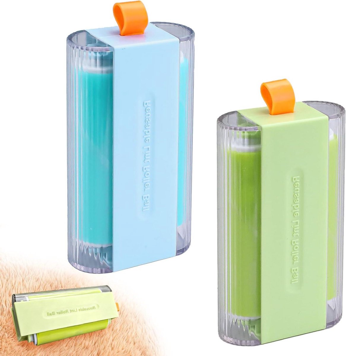 Pluisrollers Set - Herbruikbaar Haarverwijderaar - Kleding Reinigen - Dubbelzijdig Extra Plakkerig - 2 Stuks Compact - Groen Blauw