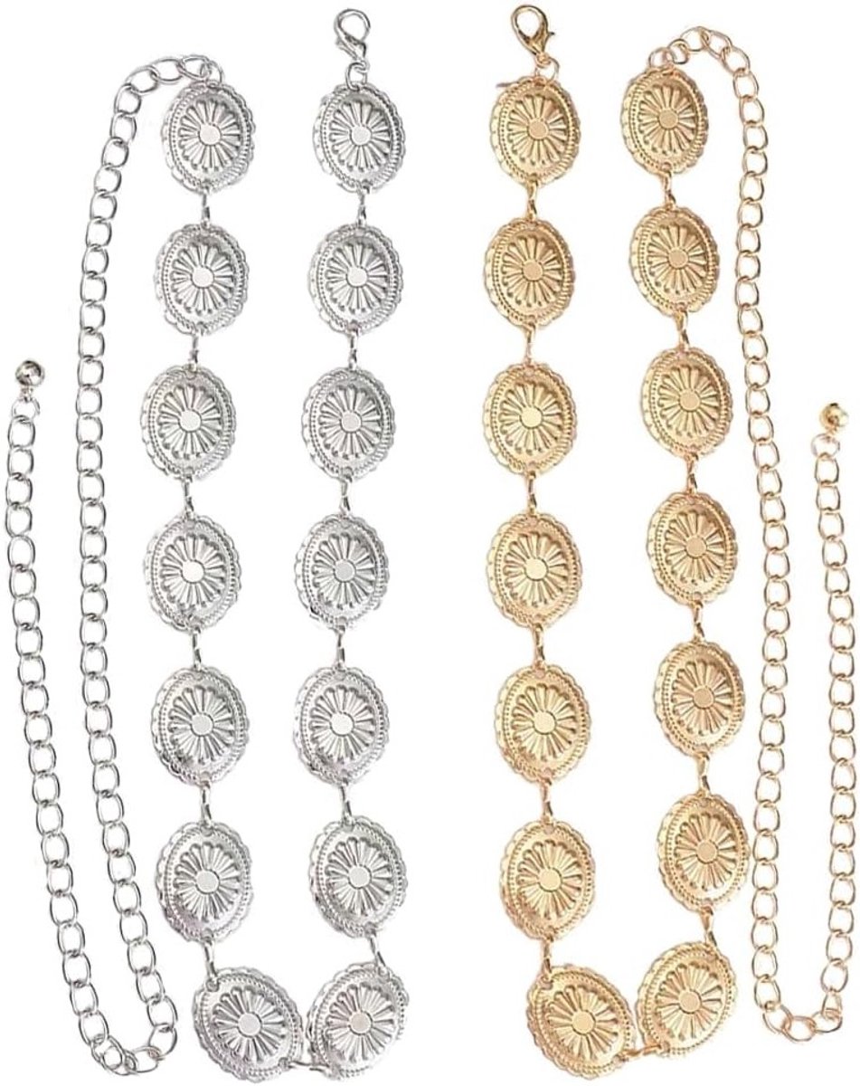 Verstelbare Boho Tailleketting voor Dames, Geschikt voor Jurken, Jeans en Kostuums, Modieuze Bling Ceintuur voor Feestjes en Concerten