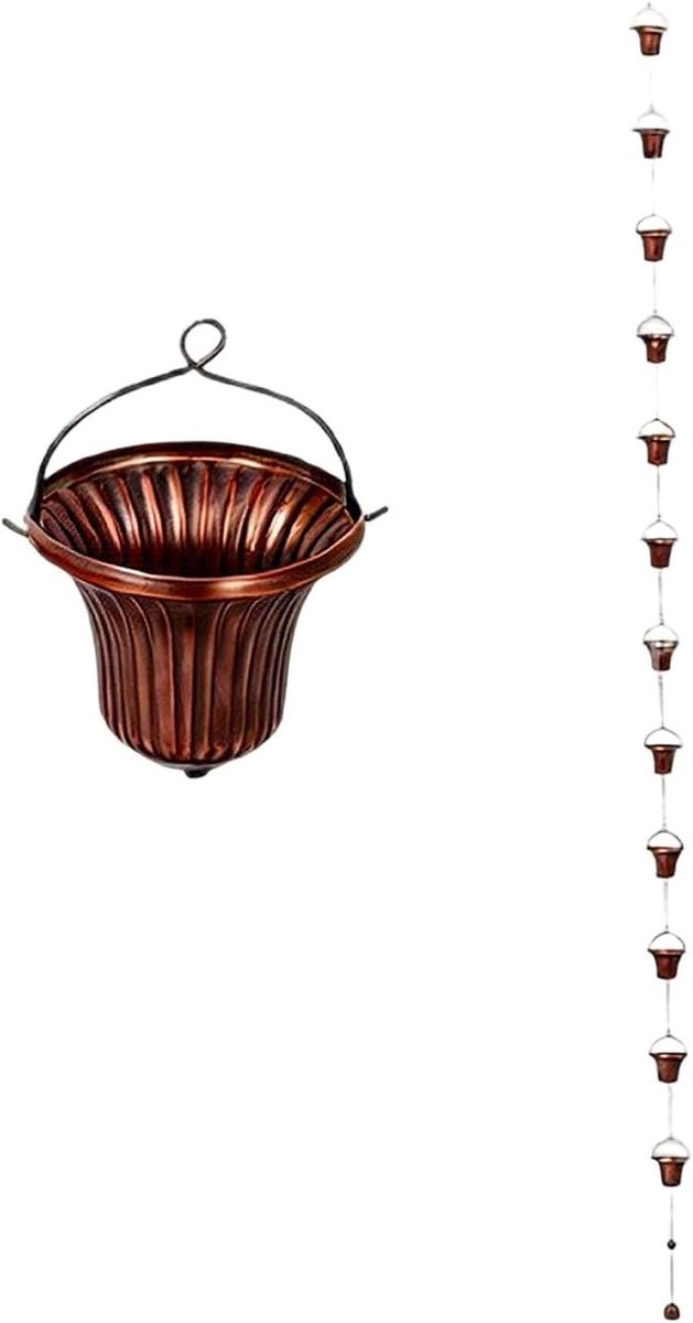 Regenkettingen - Dakgoot afvoer - Waterbeheer tuin - 12 trechter cups - 38 meter - Metaal