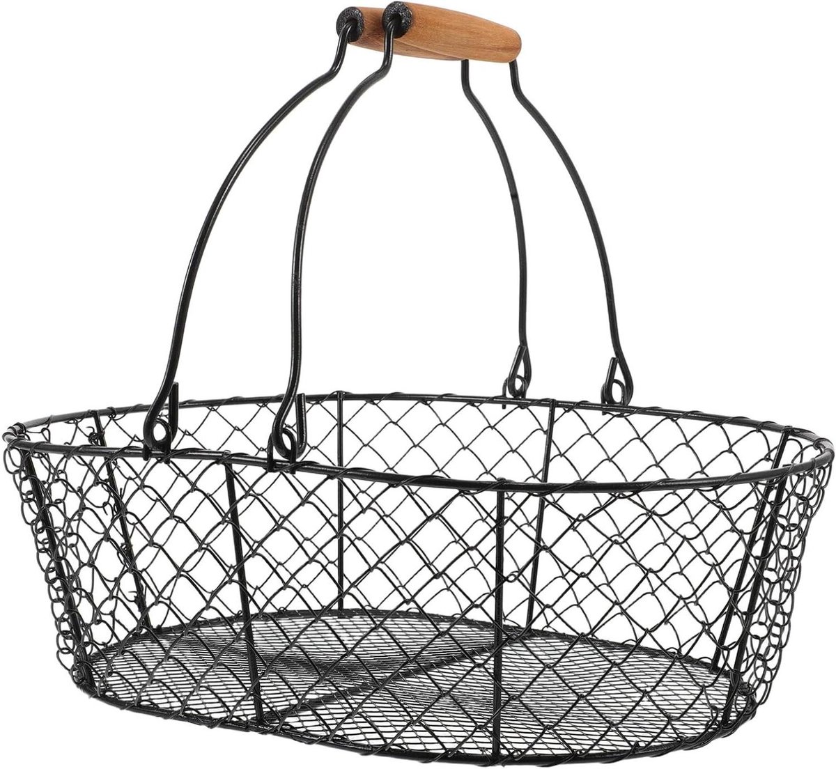 Metalen Houtmand - Log Basket - Georganiseerde Opslag - Stevige Handgreep - 35.5 cm - Grijs