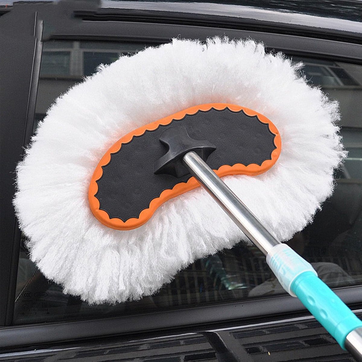 Autowasborstel met Zachte Haren - Autodweil Lange Steel - Auto Reinigen - Uitschuifbare Telescoopsteel - Tot 119 cm - Zilver