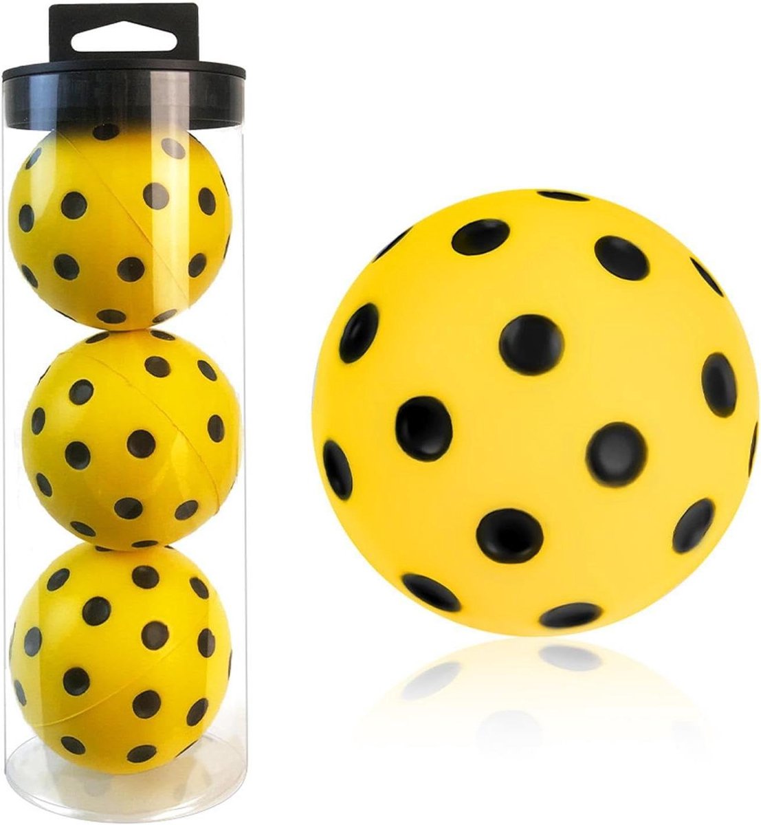Pickleball Ballen Set - Stille Ballen - Vaardigheden Verbeteren - Zacht PU Schuim - 3 Stuks 7.3 cm - Geel