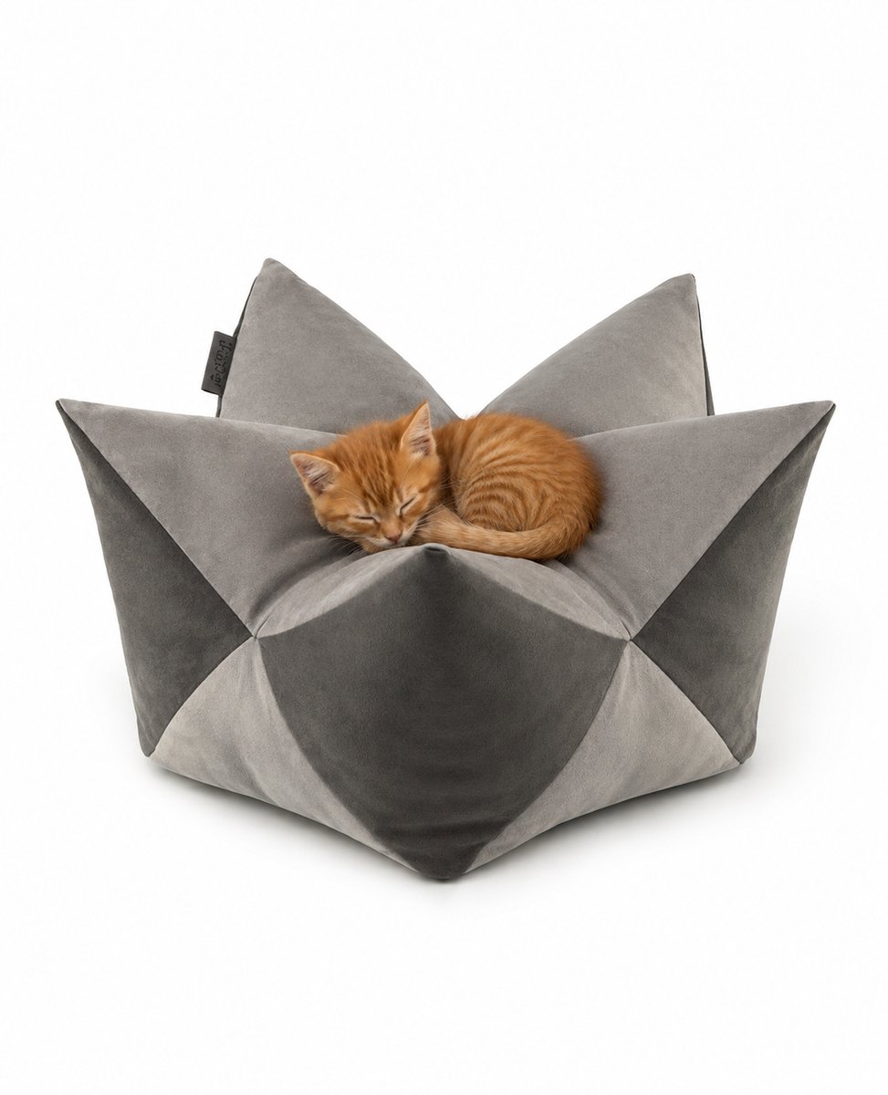 lionto Sterrenkussen kat, zacht kattenbed 60x35 cm lichtgrijs/donkergrijs