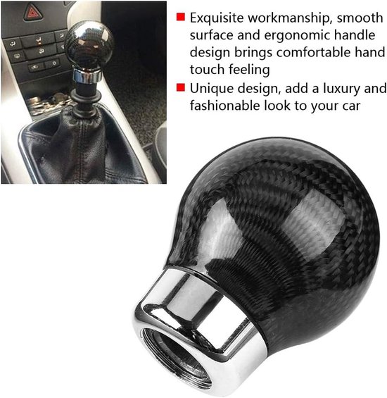 Pookknop Carbonfiber - Versnellingspookkop Stick - Auto Interieur Upgrade - Universele Pasvorm - 8-12mm - Zwart — afbeelding 4
