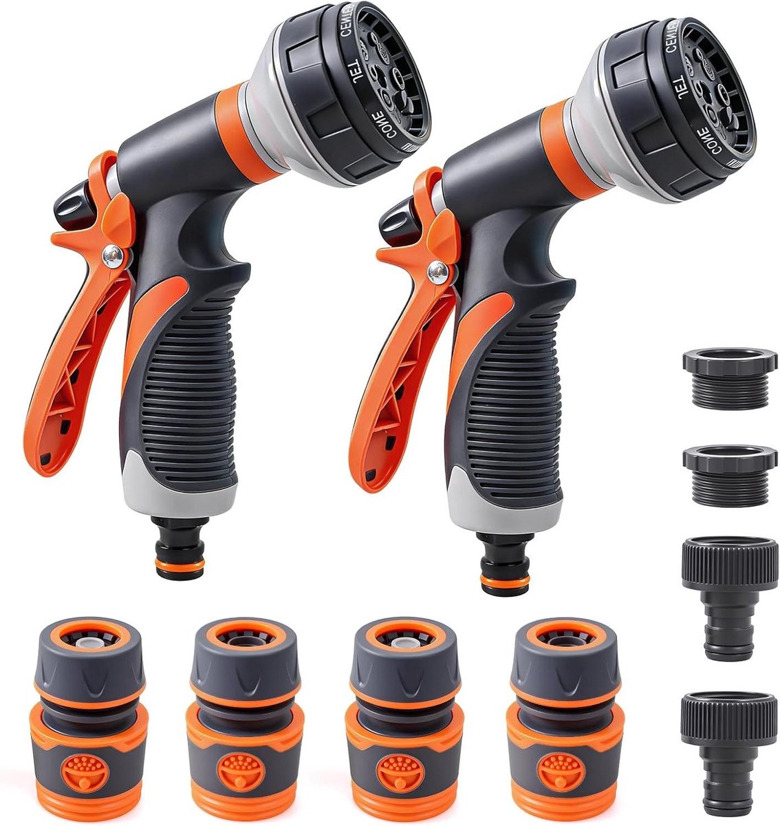 Tuinspuitpistool - Waterpistool - Planten water geven - 8 sproeistanden - Set van 2 - Oranje
