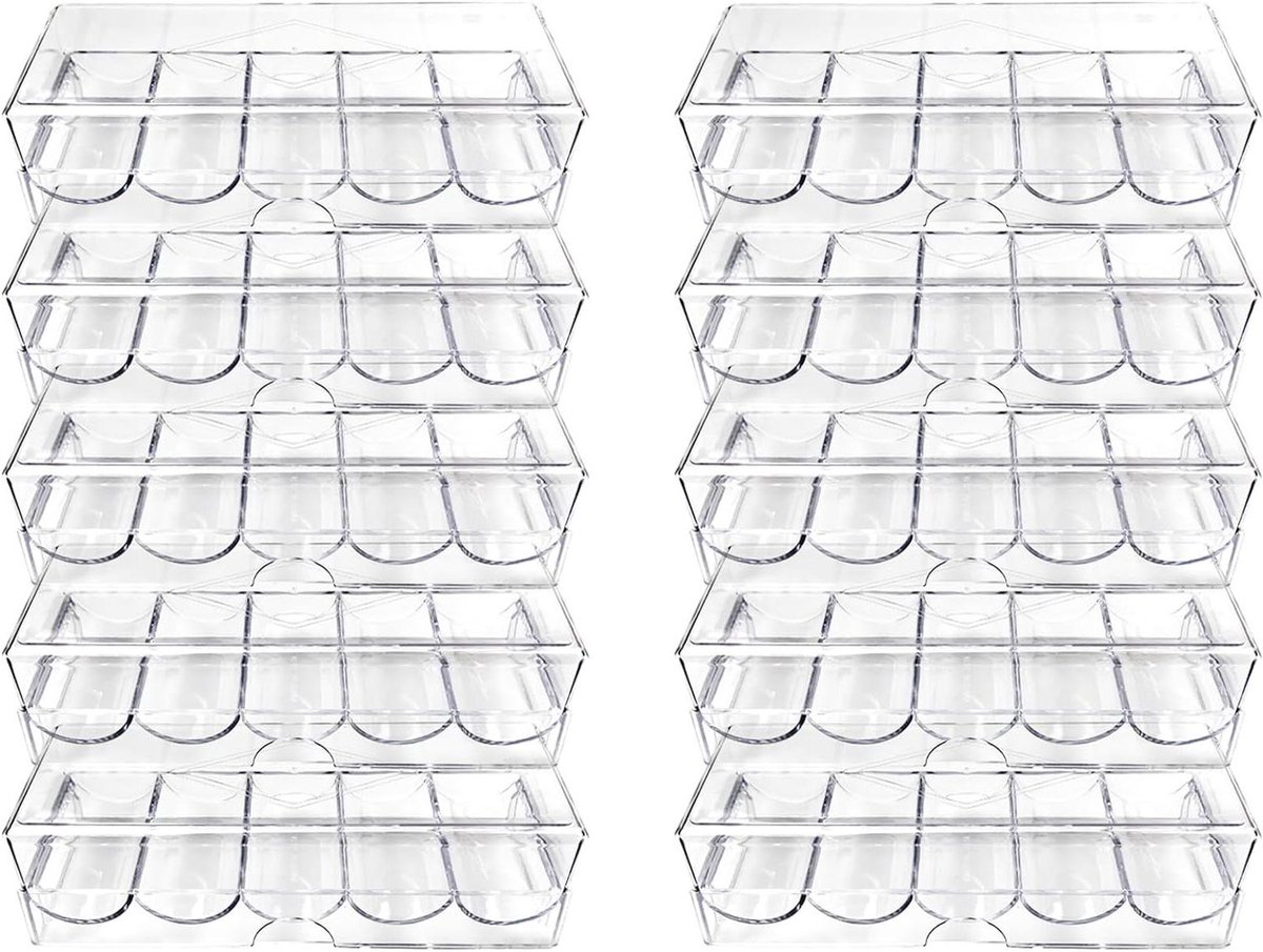 Chip Tray - Pokertray Deksel - Spel Organisatie - Set van 10 - 21 cm - Transparant