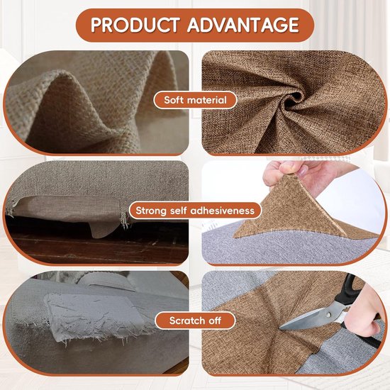 Stoffen reparatieset - Zelfklevende patches - Meubels herstellen - Sterke lijmkracht - 12 x 160 cm - Bruin — afbeelding 5