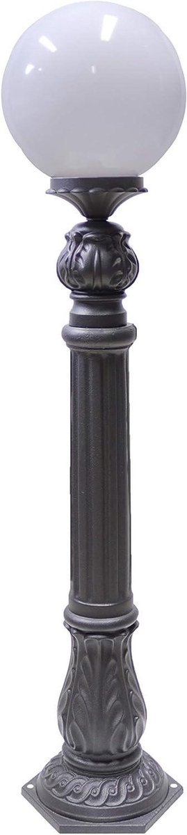 Lantaarn van gietijzer - Buitenlamp paal - Tuinverlichting aanleggen - Compleet met bol - 114 cm hoog - Antraciet