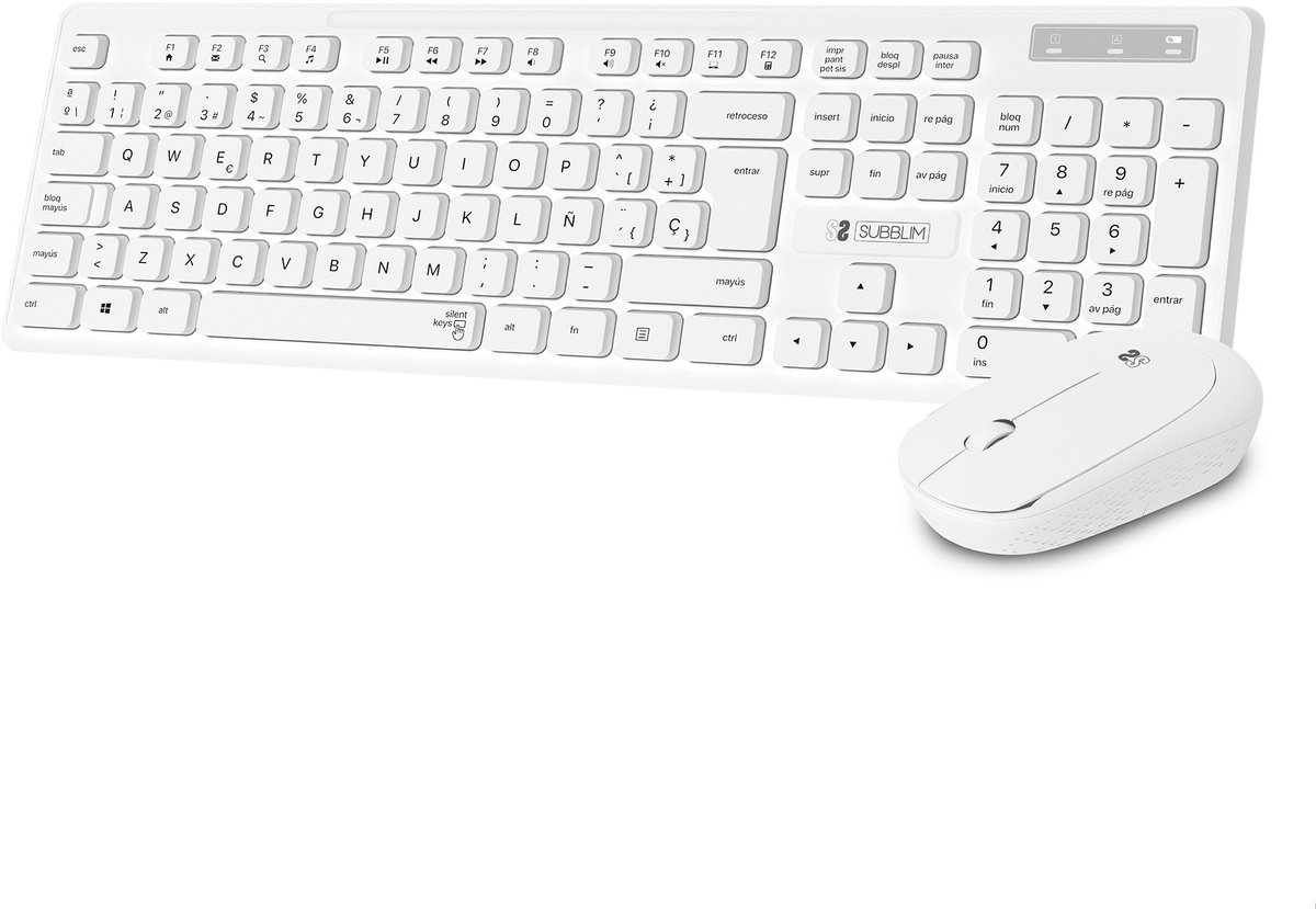Keyboard and Wireless Mouse Subblim BUSINESS SLIM White