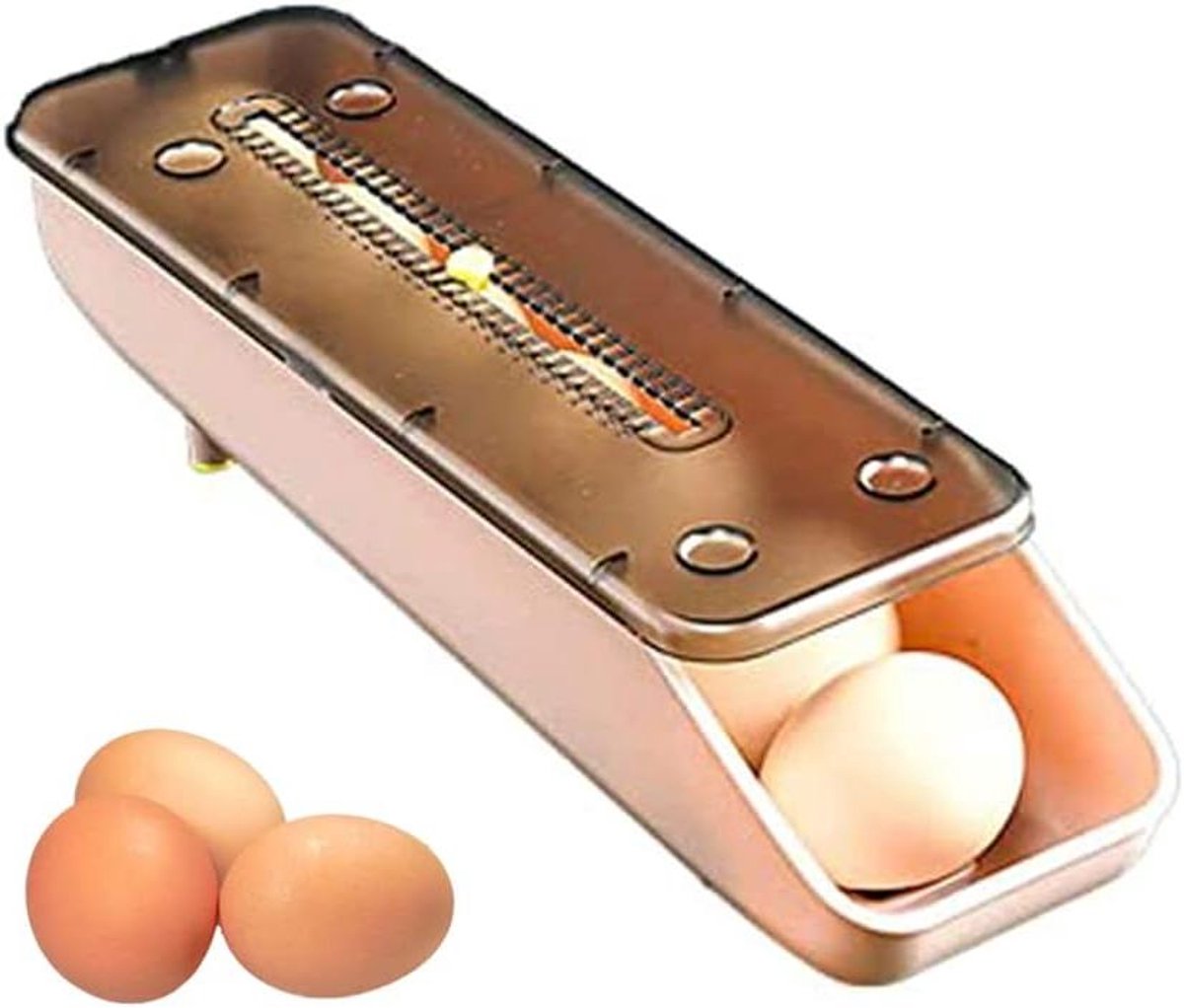 Eierdoos Voor Koelkast Automatische Rolling, Stapelbare Ei Organisator, Ei Opslagcontainer Voor Koelkast, Ontwerp Voor Een Gemakkelijke Egg Retrieval (Pink)