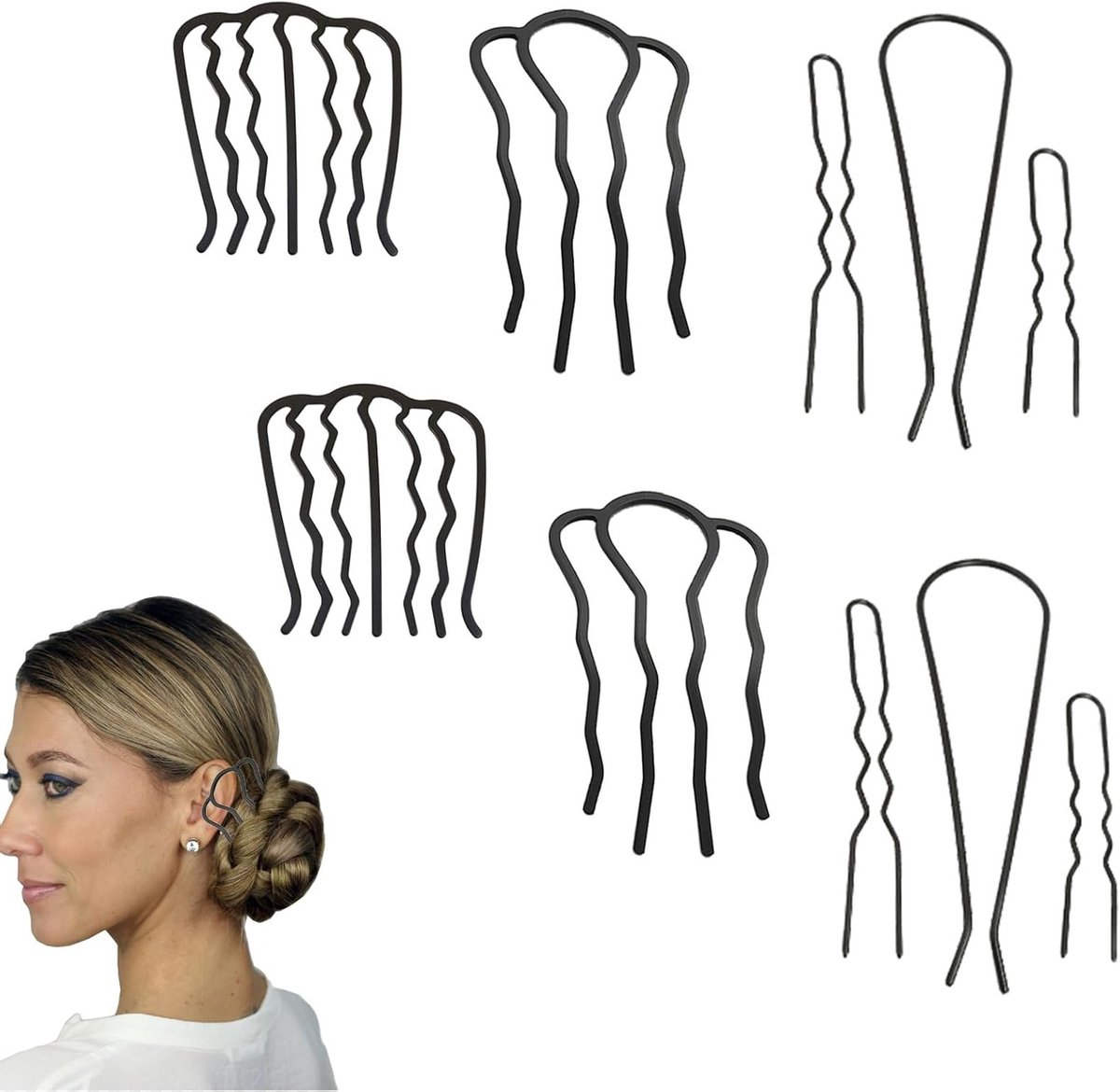 Set van 2 Haarvorken en Haarkammen voor Opgestoken Kapsels