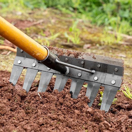 Onkruid hark - Tuinhark onkruidverwijderaar - Tuinonderhoud - Dubbelzijdig dubbelpaars ontwerp - 7 tanden - Metaal — afbeelding 4