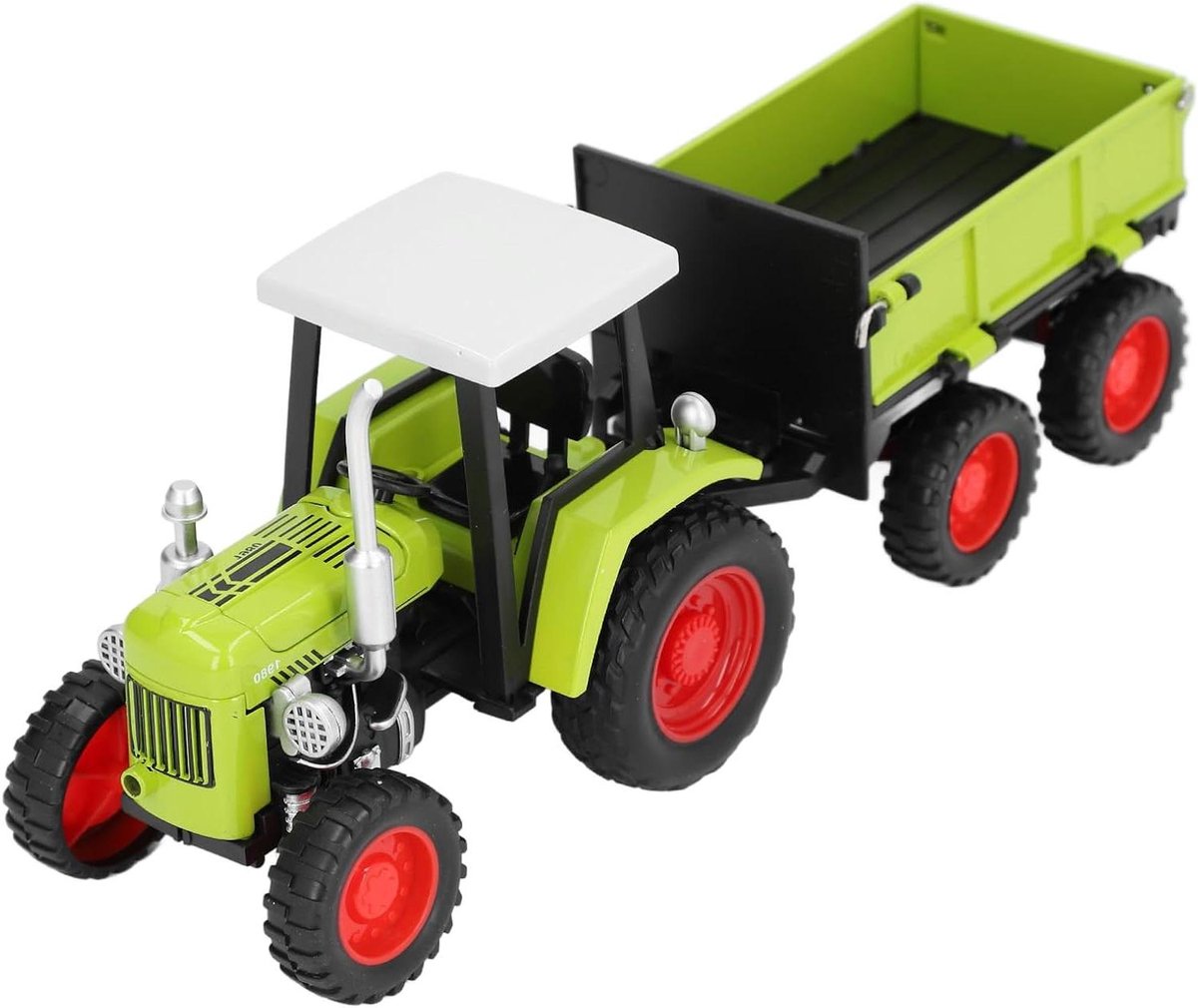 Tractorspeelgoed met Aanhanger - Model tractor Speelgoed tractor - Kinderen Spelen - Gedetailleerd Vintage Ontwerp - 26 cm Lengte - Groen