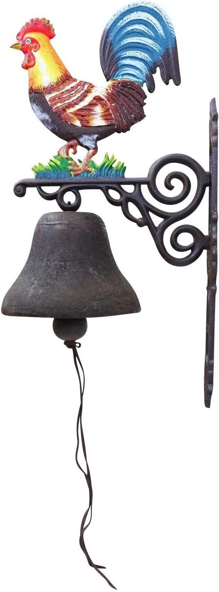 Wandbel Haan - Deurbel Decoratie - Entree Aankleden - Antieke Stijl - 68 cm Hoog - Gietijzer