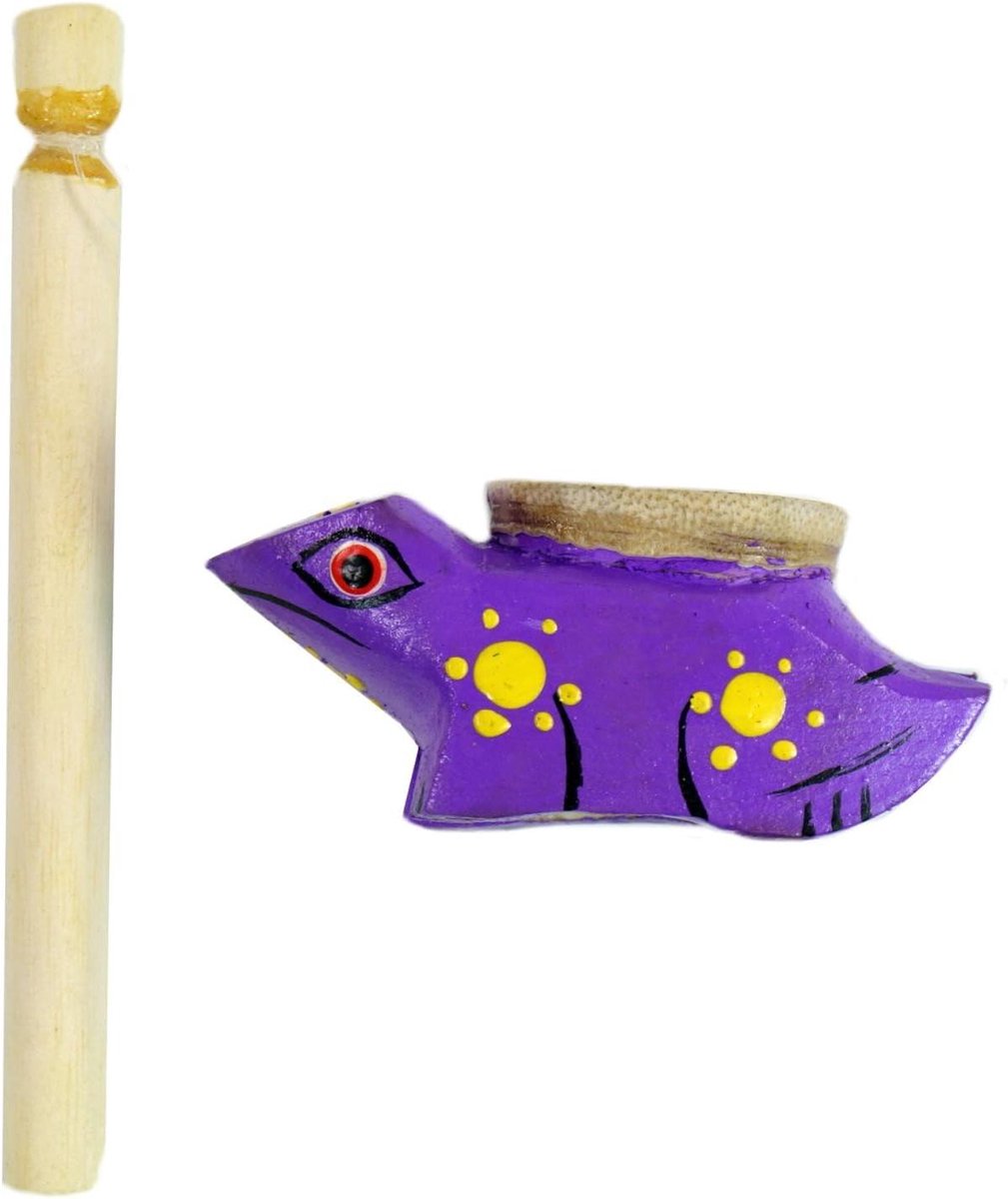 Houten Rammelaar Schildpad - Ritme Instrument Percussie - Muziek Maken - Handgemaakt Indonesië - 4x10x4 cm - Bruin