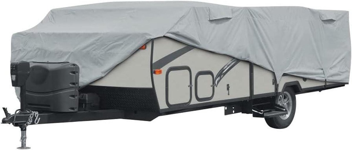 Camperafdekking - Aanhangerhoes Dekzeil - Bescherming Buiten - Waterdicht Ademend - 55-6m Lengte - Grijs