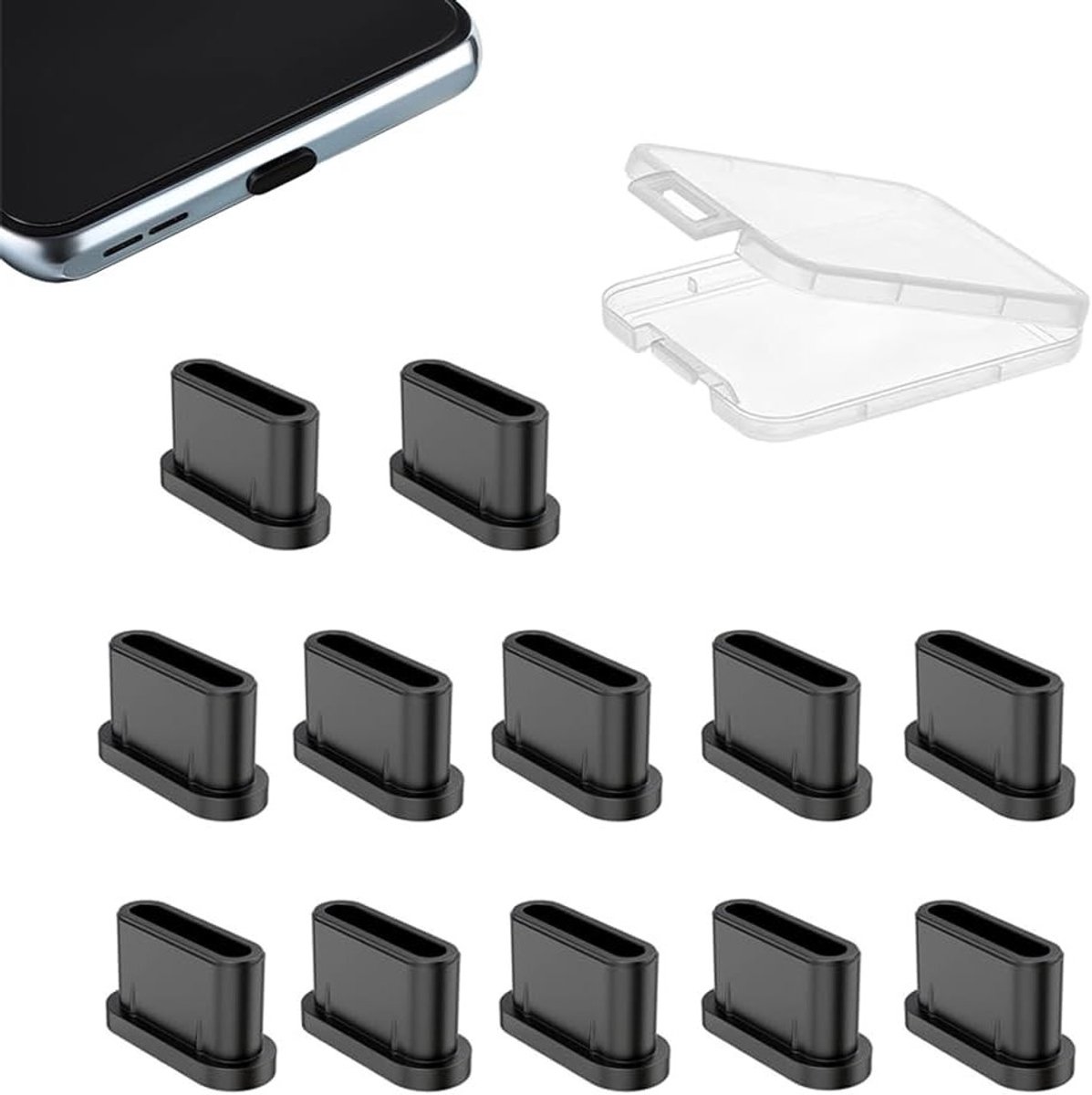 12 x Silicone Bescherming voor USB C Poort - Stofdichte Plug voor Smartphones en Tablets, Anti-Stof Oplossing voor Type C Aansluitingen