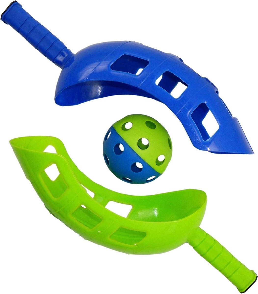 Opvangbalspel Set - Vangspel Bal - Buiten Spelen - Duurzaam Kunststof - 39x11 cm - Blauw Groen