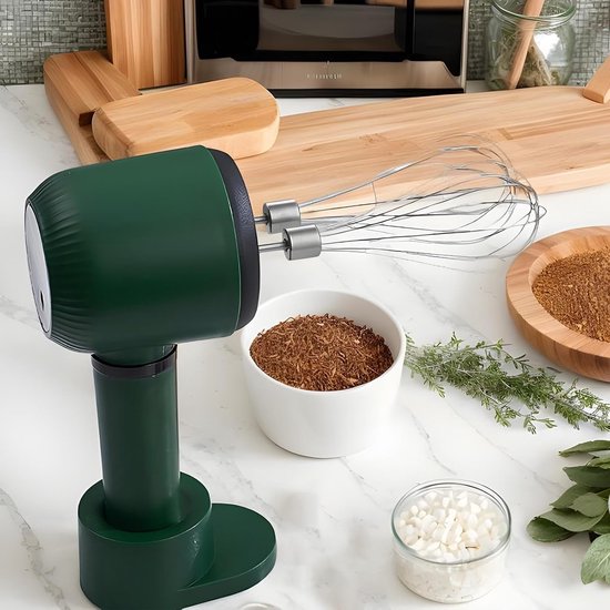 Handmixer Elektrisch - Keukenmixer Draadloos - Eten Bereiden - Dubbele Kop Design - 9.5 cm Hoogte - Zwart — afbeelding 3