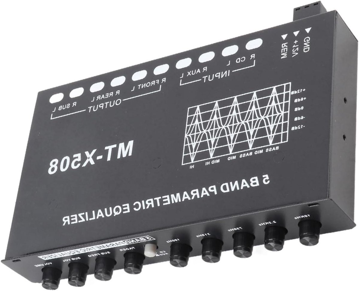 Auto Equalizer - Geluidsversterker - Audio Verbeteren - 5-Bands Instelbaar - 19 cm - Zwart