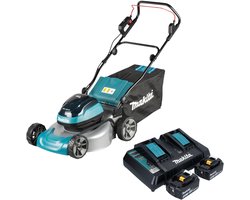 Makita DLM 466 PT2 accu-grasmaaier 36 V (2x 18 V) 46 cm borstelloos + 2x accu 5,0 Ah + oplader