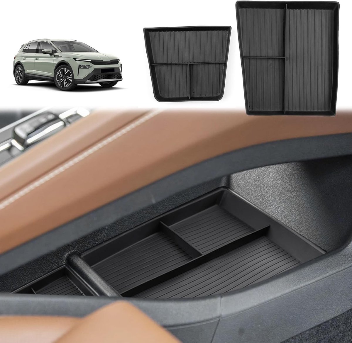 Compatibele Opbergdoos voor Elroq EV 2025 2026 2027 Center Console, Organizer Tray van TPE Rubber, Perfect voor Auto Accessoires en Ruimtebesparing [2 Pack]