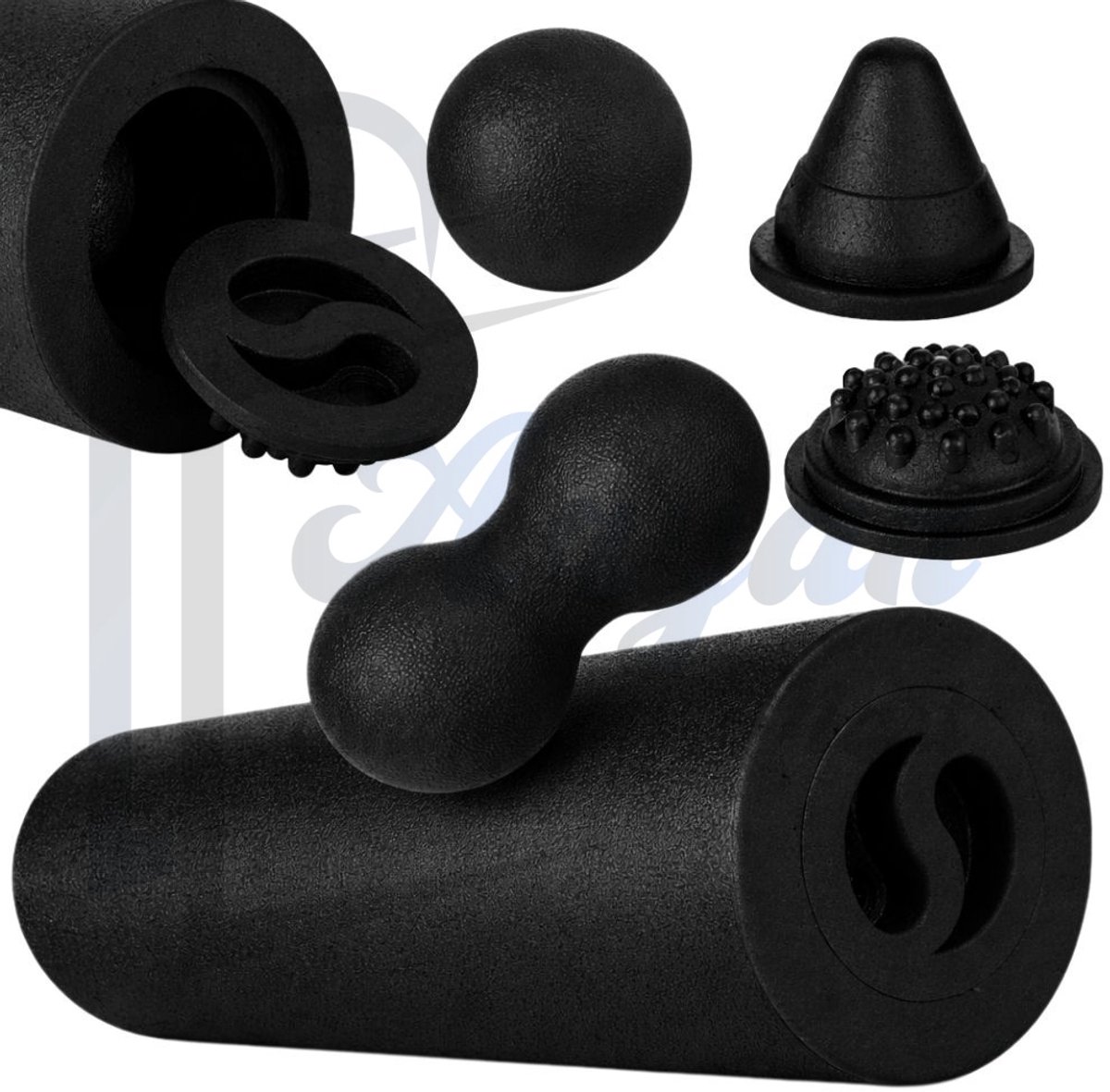 5-in-1 Foam Roller Set EPP – Massage Roller, Duoball en Trigger Ball voor Spierherstel – Foam Roller voor Rug, Nek, Benen en Spiermassage – spiermassage set – duoball massage – massagebal fitness – zwart – 88358