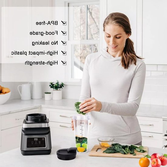 Vervangbekers met Deksel voor Blender - 2 Stuks, Geschikt voor Ninja Blender Modellen en Perfect voor Smoothies en Sapjes van Merkloos — afbeelding 4