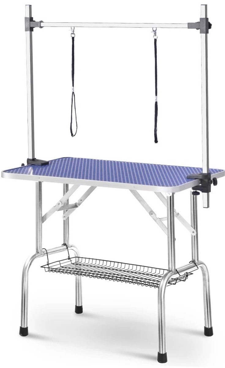 Lifero Trimtafel voor Honden - Verstelbaar en Inklapbaar Hondentrimtafel - Trimstation - Met aanlijnlussen, Trimarmen, Opbergmand