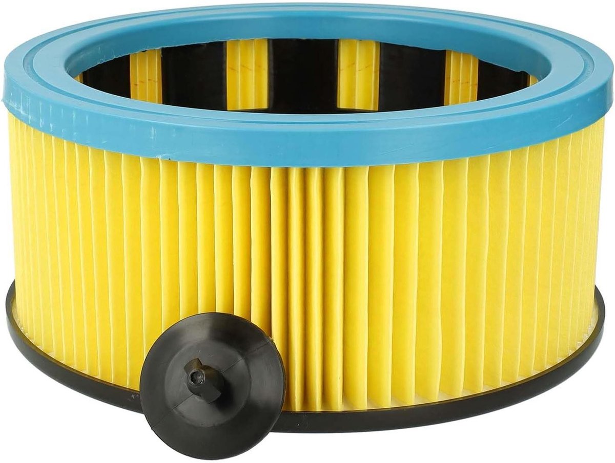 Vouwfilter Stofzuiger - Reservefilter Cilinder - Stofzuigen Nat Droog - Uitwasbaar Snel Wissel - 24.2 cm Diameter - Zwart Blauw Geel