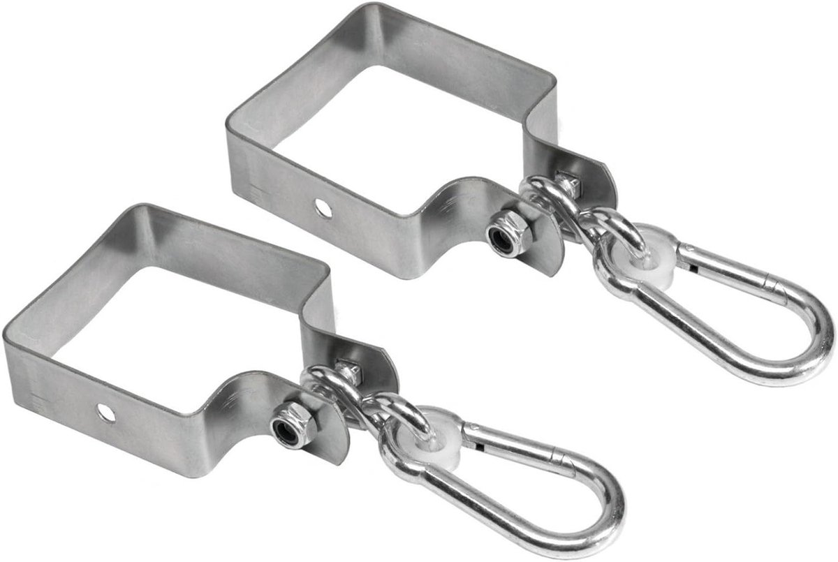 Schommelklemmen Set - Haken voor Balken - Schommel Ophangen - Gegalvaniseerd Staal - 2 Stuks 12cm - Zilver