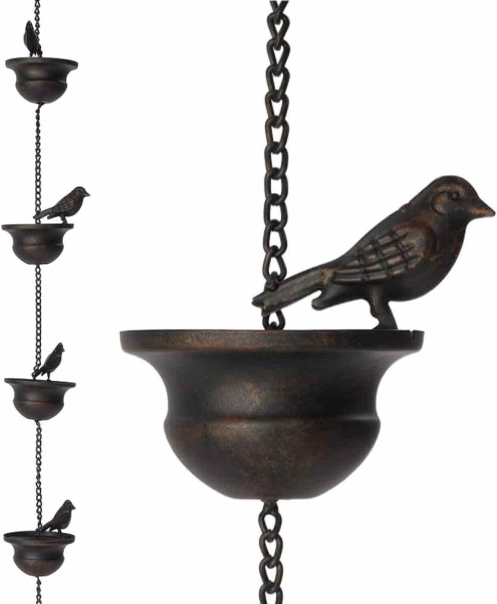 Regenketting - Dakgootdecoratie - Waterafvoer buiten - Direct monteerbaar - 10 cm breed - Metaal
