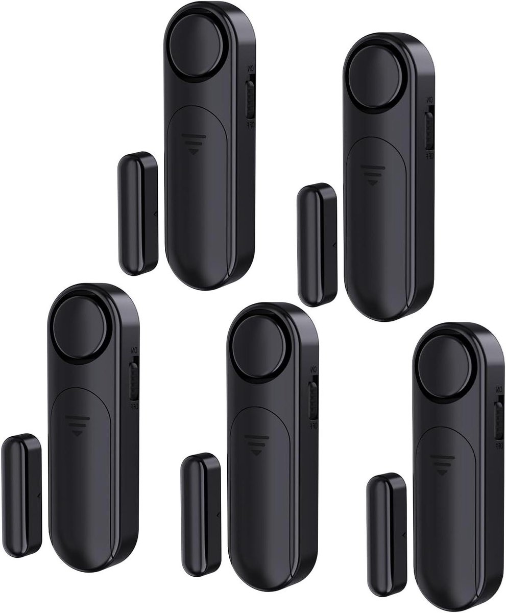 Deuralarm set - Raamsensor alarm - Huis beveiligen - 120dB geluid - 5 stuks - Zwart