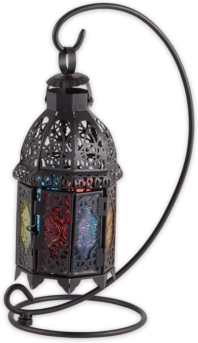 Kaars Lantaarn - Decoratieve Houder - Sfeervol Decoreren - Stervormige Tafelblad - 33 cm - Zwart