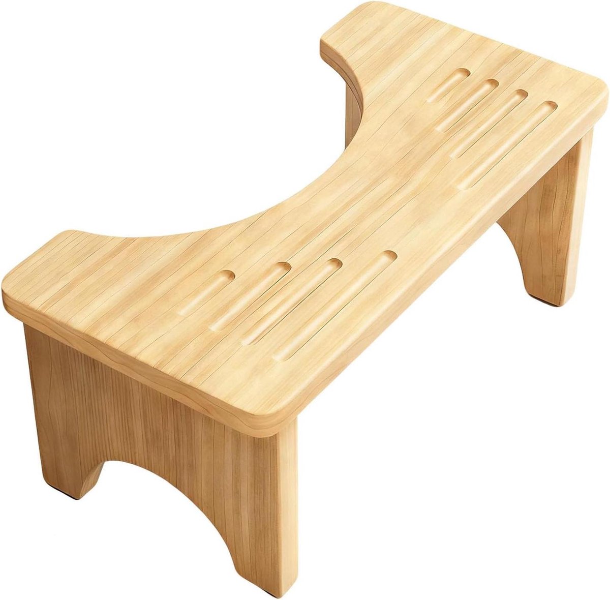 Toiletkruk Hout - Krukje Badkamer - Ontlasten Bevorderen - Inklapbaar Ontwerp - 17 cm Hoog - Houtkleur
