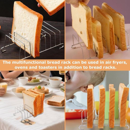 Stainless Steel Toast Rack Set voor 8 Sneetjes Brood - Ideaal voor Air Fryer en Bakkerij Accessoires, Perfect voor Keuken en DIY Creaties — afbeelding 4