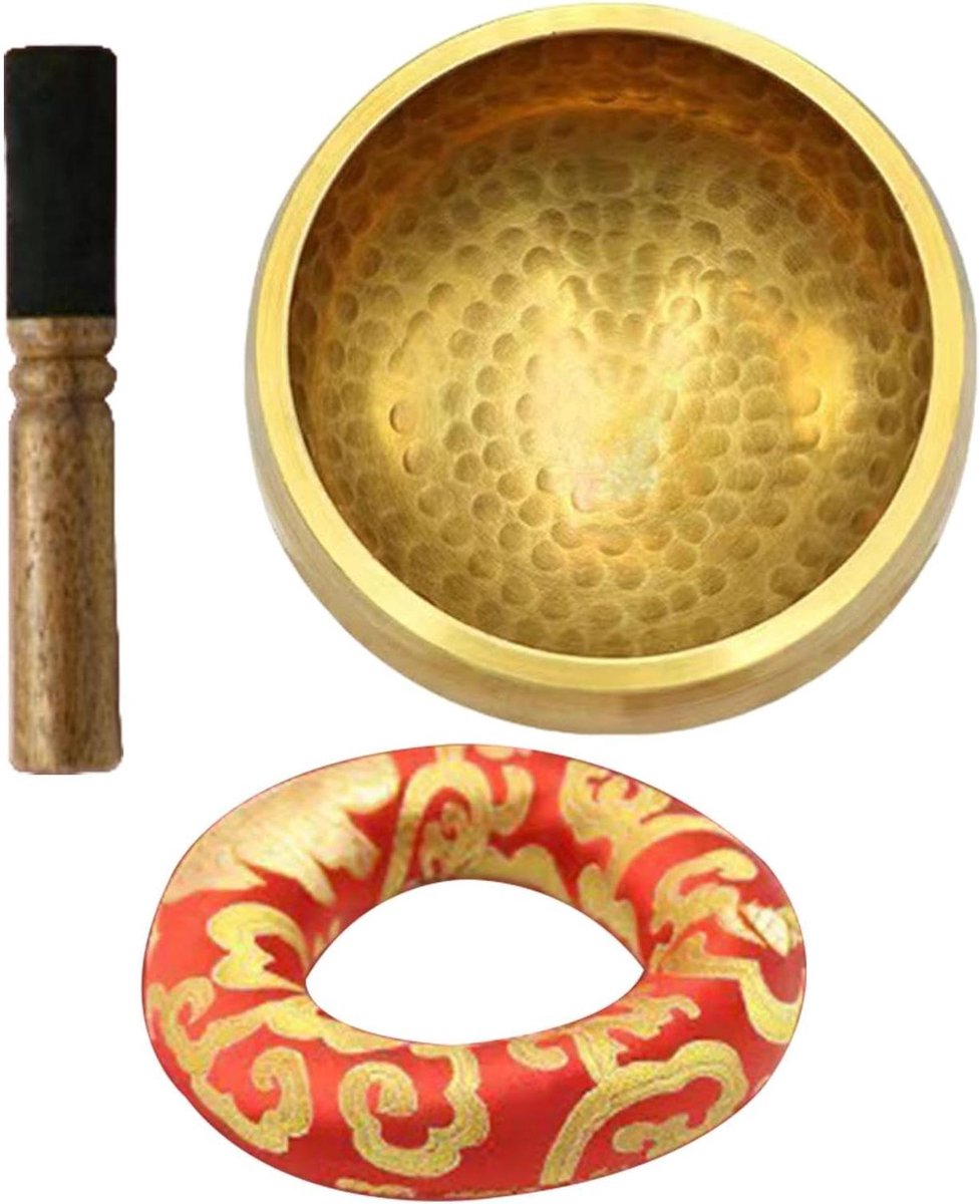 Meditatie Kom - Zingende Kom - Ontspanning Creëren - Handgemaakt Ambacht - 9.5 cm - Messing