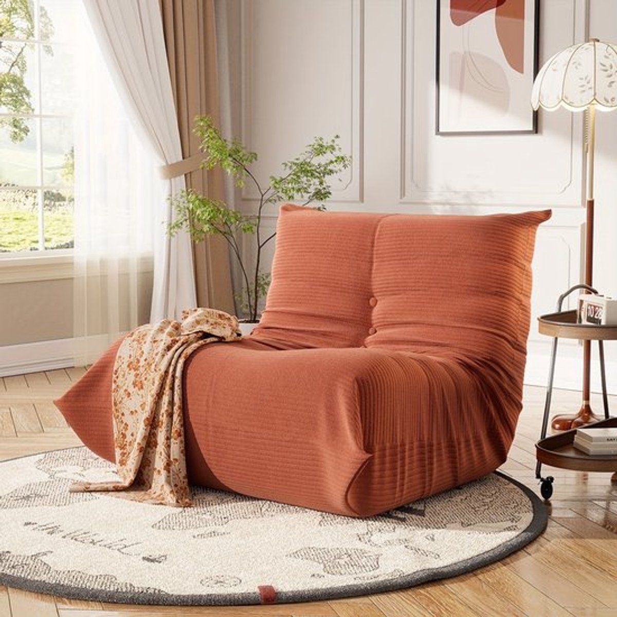 Vloerbank – Zitzak – Loungestoel – Fauteuil – Bank – Corduroy Stof – Memory Foam Vulling –